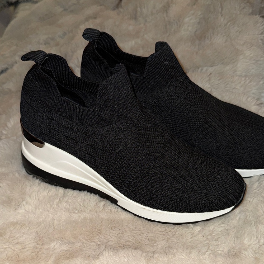 Mix No. 6 Black and White Slip-On Wedge Sneakers